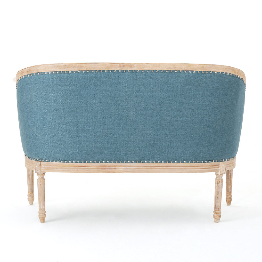Atenea 49.5'' Upholstered & Birch Wood Loveseat August Grove® Upholstery Color: Blue