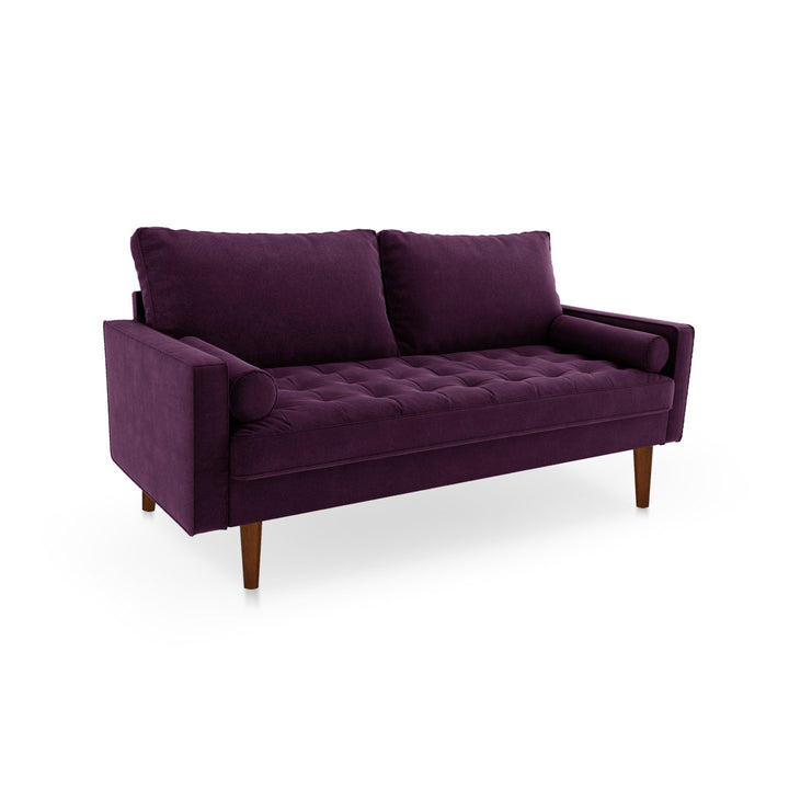 Sellner 70" Velvet Square Arm Tufted Seat Sofa George Oliver Fabric: Eggplant Velvet