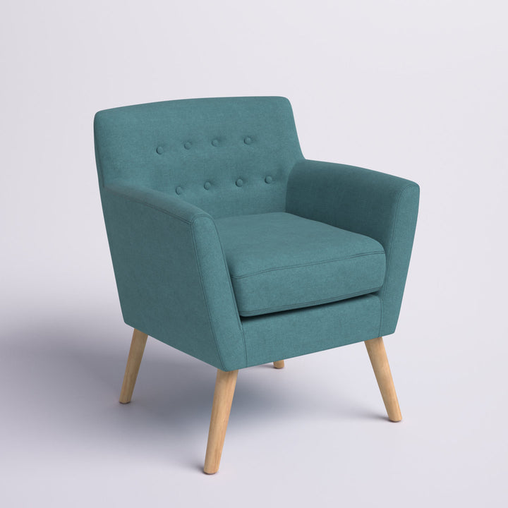 Tufted Polyester Armchair George Oliver Fabric: Dark Teal Polyester