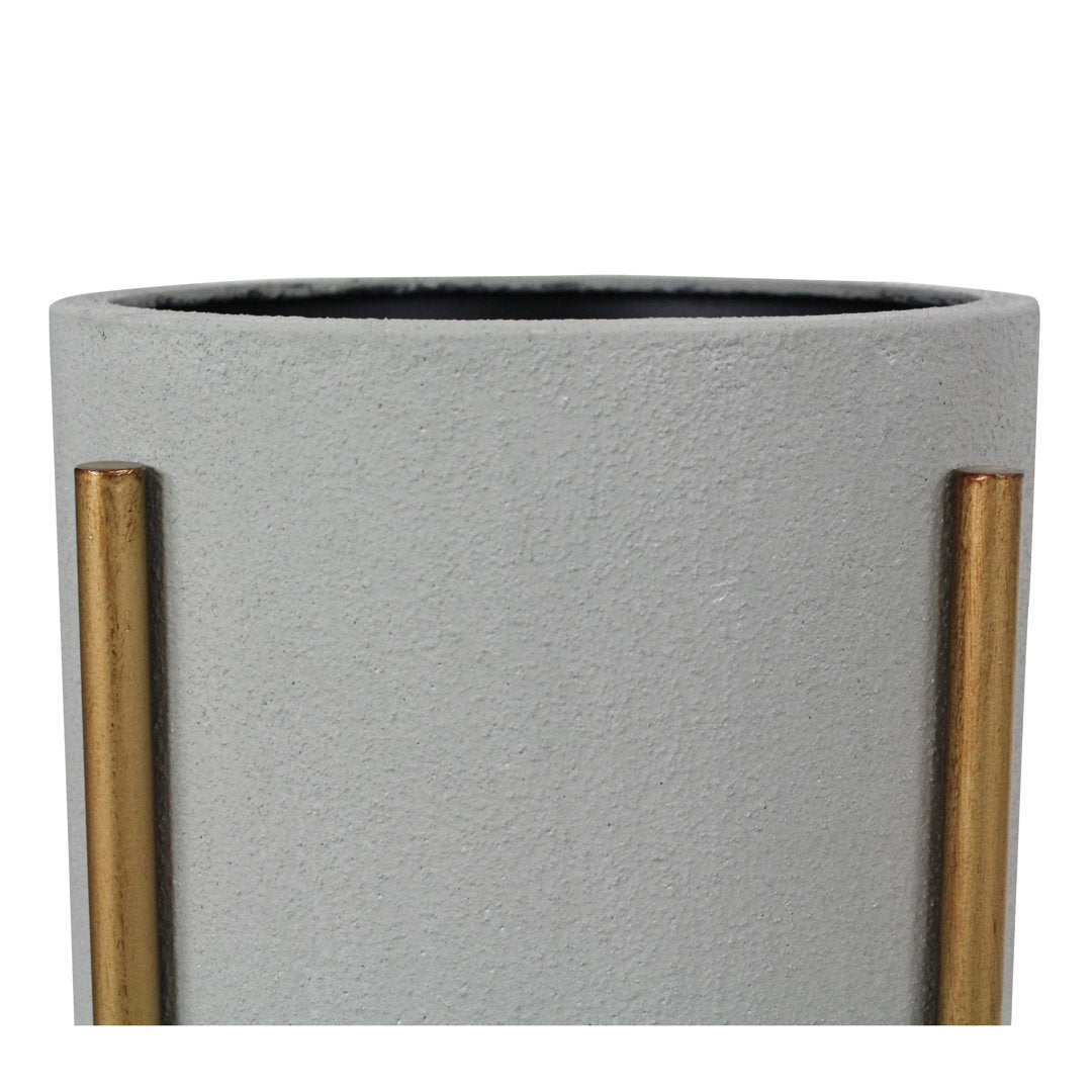 Stacia Round Metal Mid Century Indoor Pot Planter Set Joss & Main Color: Gray/Gold