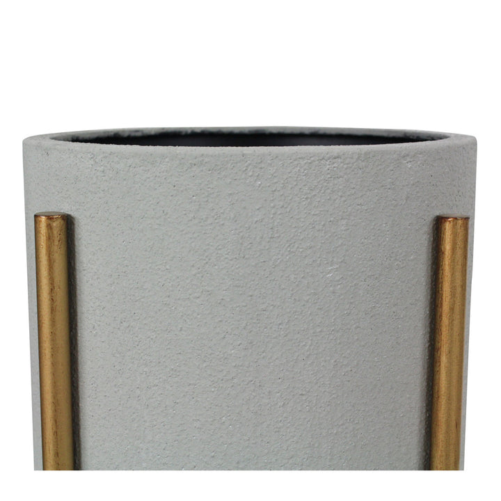 Stacia Round Metal Mid Century Indoor Pot Planter Set Joss & Main Color: Gray/Gold