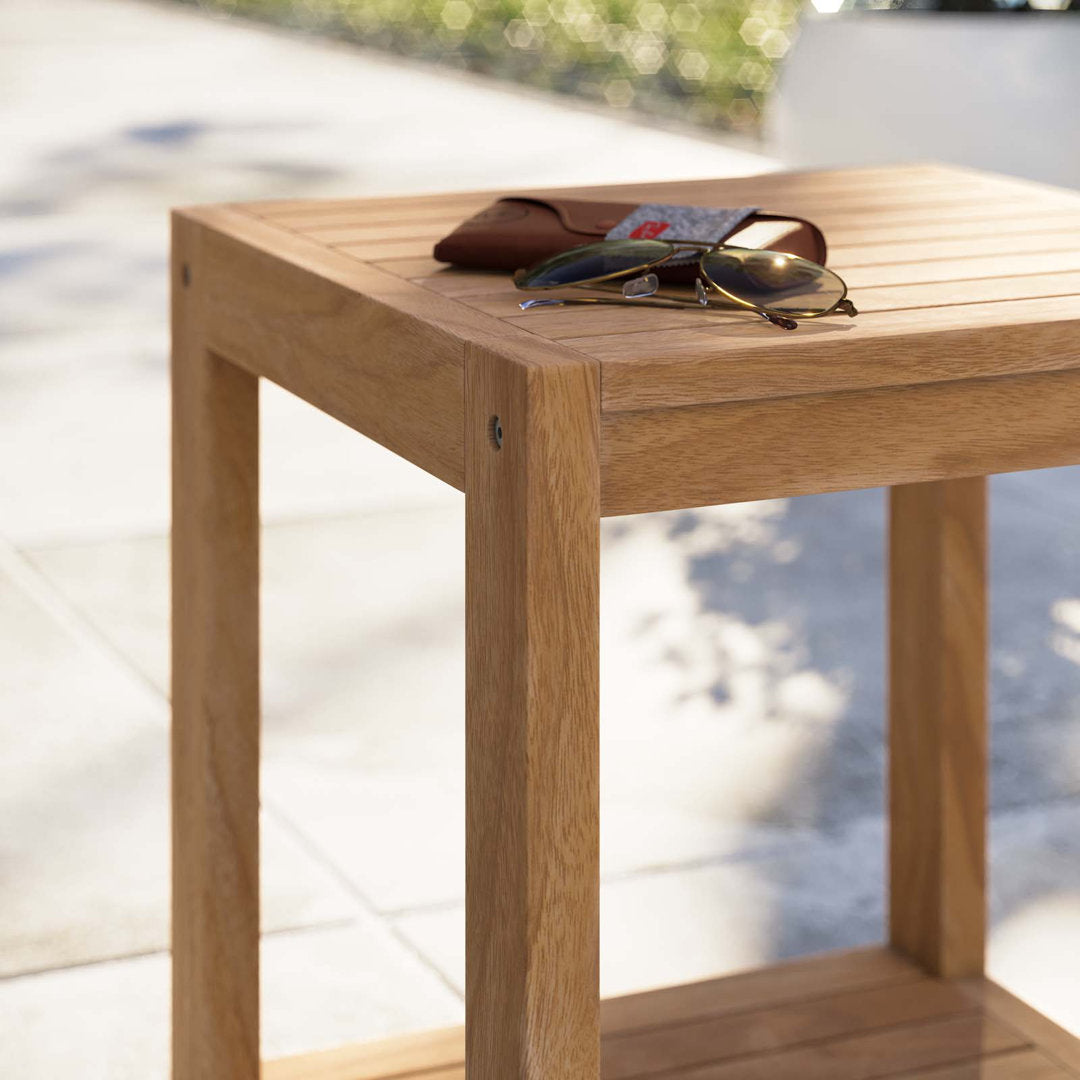 Modway Carlsbad Teak Wood Outdoor Patio Side Table Modway