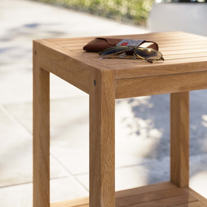 Modway Carlsbad Teak Wood Outdoor Patio Side Table Modway