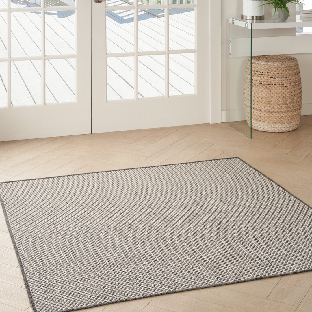 Leia Ivory/Charcoal Gray Indoor / Outdoor Area Rug Sand & Stable™ Rug Size: Square 5'
