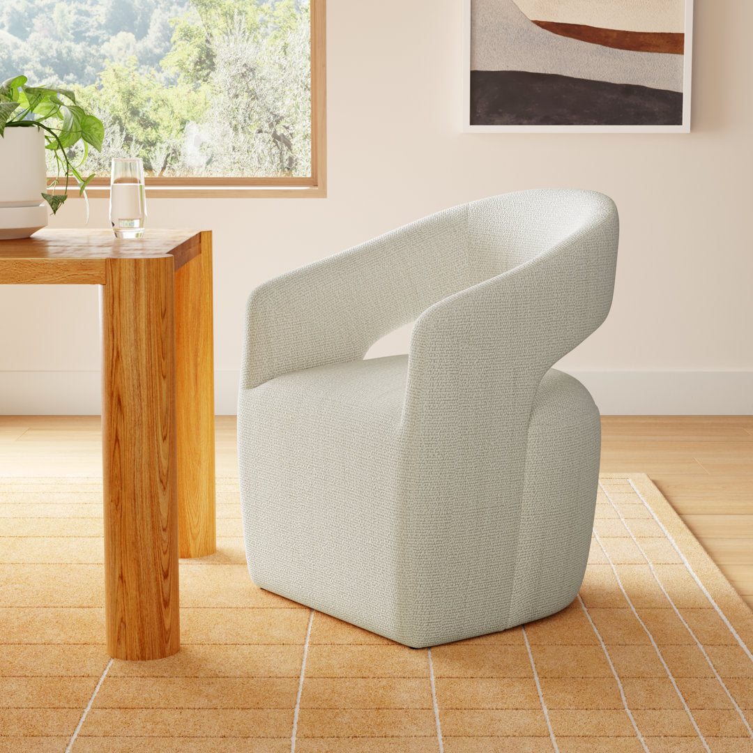 Camino Performance Fabric Rolling Arm Chair AllModern Upholstery Color: Off White Boucle