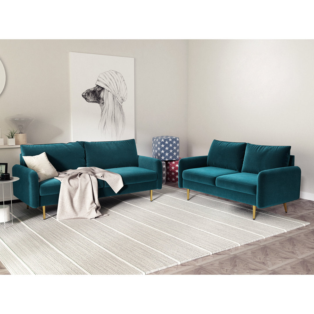 Javonta 70'' Upholstered Sofa Everly Quinn Fabric: Dark Cyan Velvet