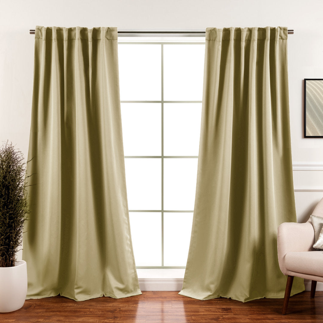 Bantam Solid Blackout Thermal Rod Pocket Curtain Panels (Set of 2) Ebern Designs Curtain Color: Sage Size per Panel: 52" W x 84" L