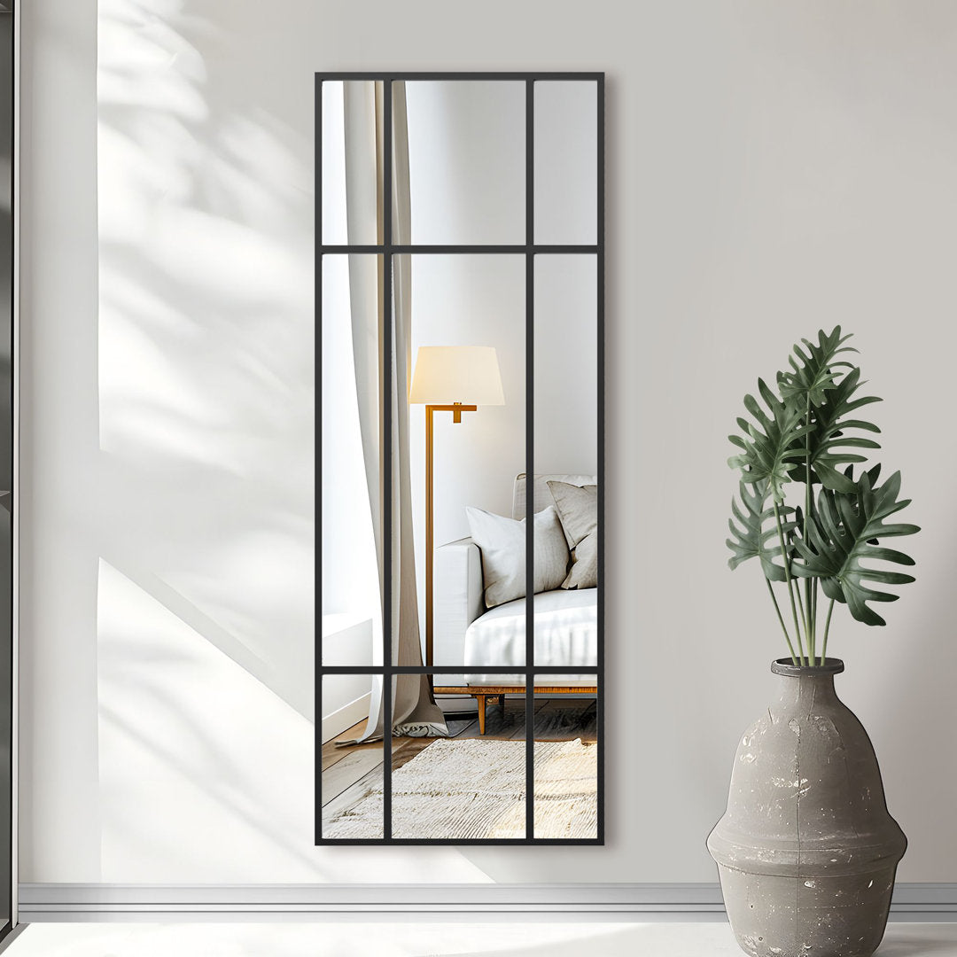 Matherly Window Pane Metal Framed Wall Mounted Mirror Trent Austin Design® Size: 63" x 24" Finish: Black