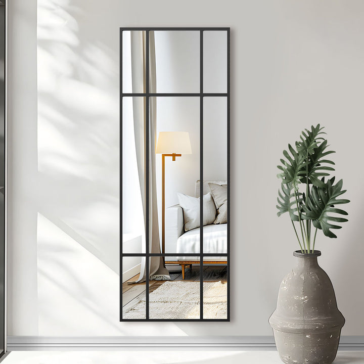 Matherly Window Pane Metal Framed Wall Mounted Mirror Trent Austin Design® Size: 63" x 24" Finish: Black