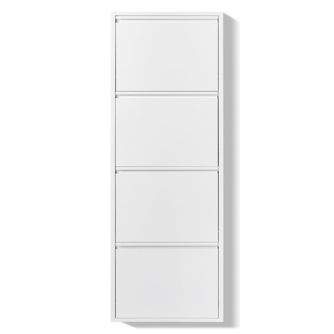 4 Drawer Shoe Cabinet,White Color Tipping Shoe Cabinet,Shoe Rack Storage Organizer Rebrilliant