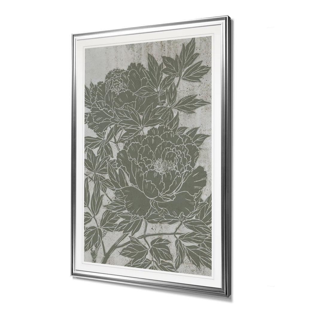 Blooming Peony I' - Print on Canvas Winston Porter Size: 30" H x 22" W x 1.5" D Format: Silver Framed