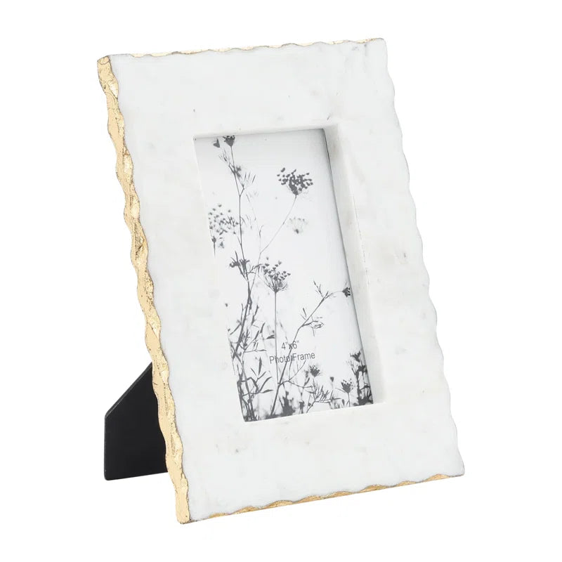 Elegant Marble & Wood Photo Frame - Stylish Glass & MDF Picture Display with Durable Construction and Modern Glam Accents