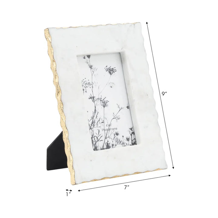 Elegant Marble & Wood Photo Frame - Stylish Glass & MDF Picture Display with Durable Construction and Modern Glam Accents