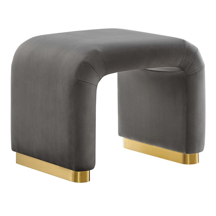 Dell Performance Velvet Waterfall Stool - Brass Storm Gray