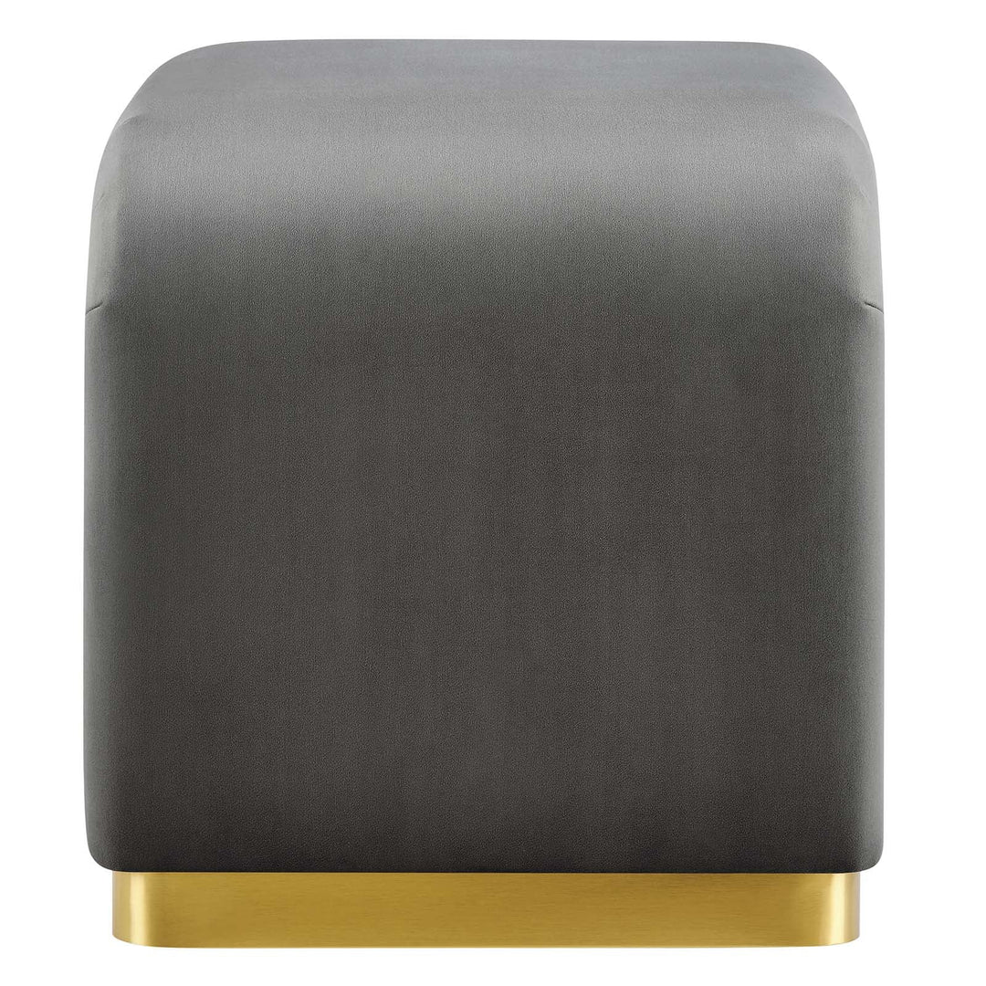 Dell Performance Velvet Waterfall Stool - Brass Storm Gray