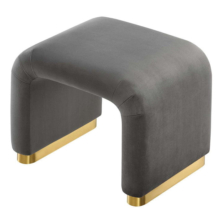 Dell Performance Velvet Waterfall Stool - Brass Storm Gray