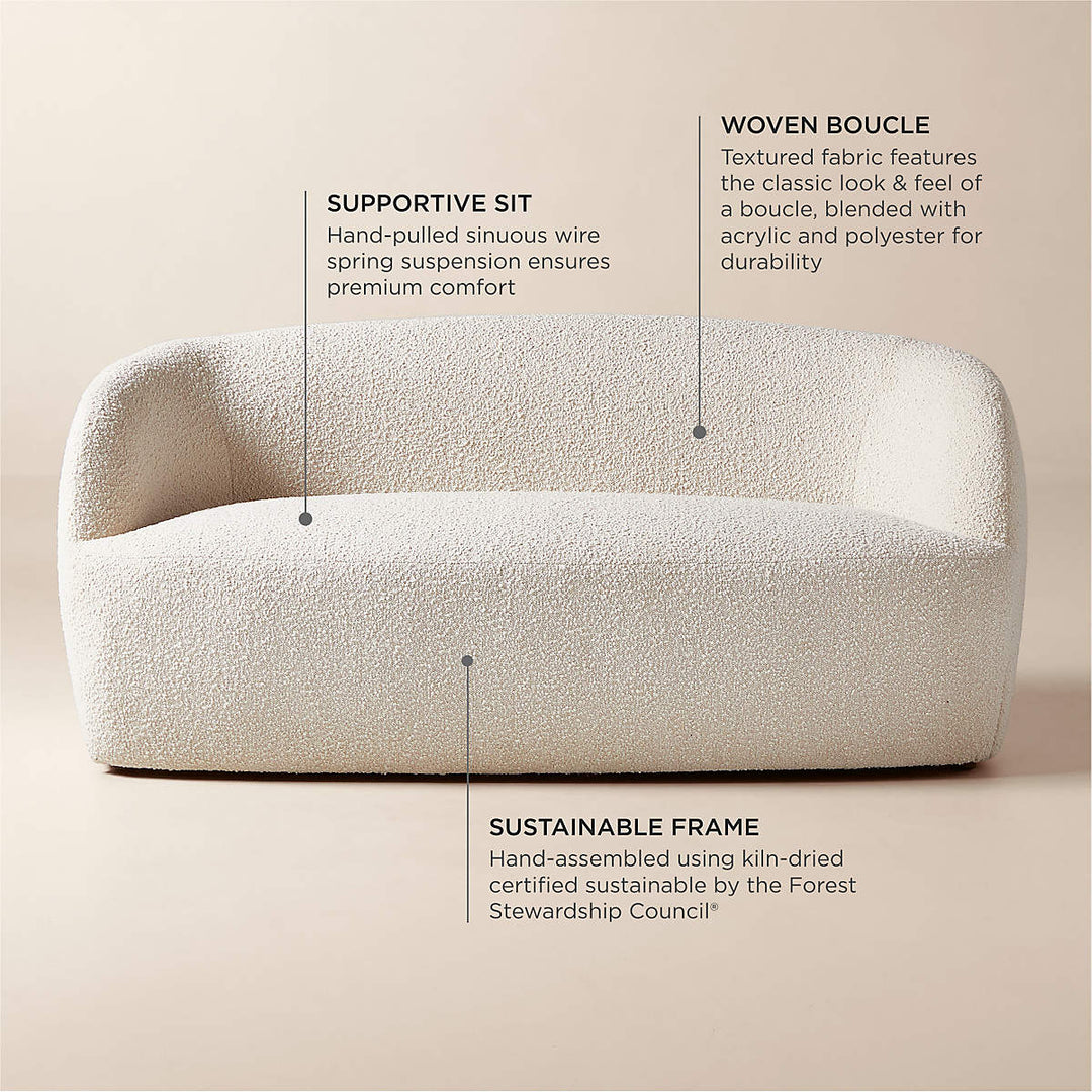 Gwyneth 68" Ivory Boucle Loveseat