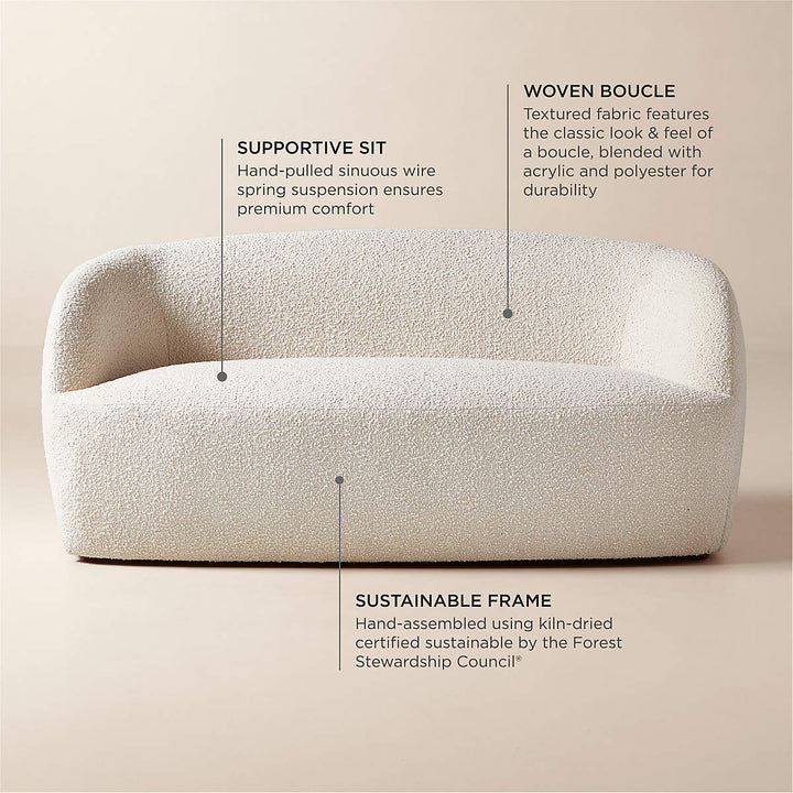 Gwyneth 68" Ivory Boucle Loveseat