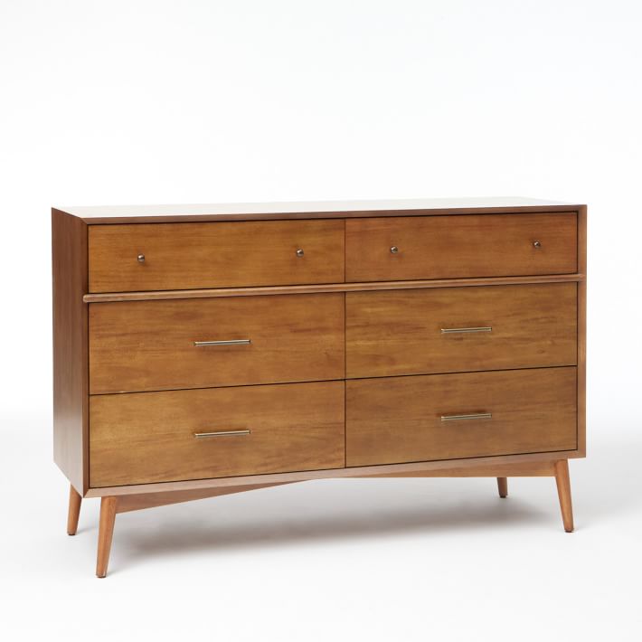 Mid Century Six Drawer Dresser Acorn