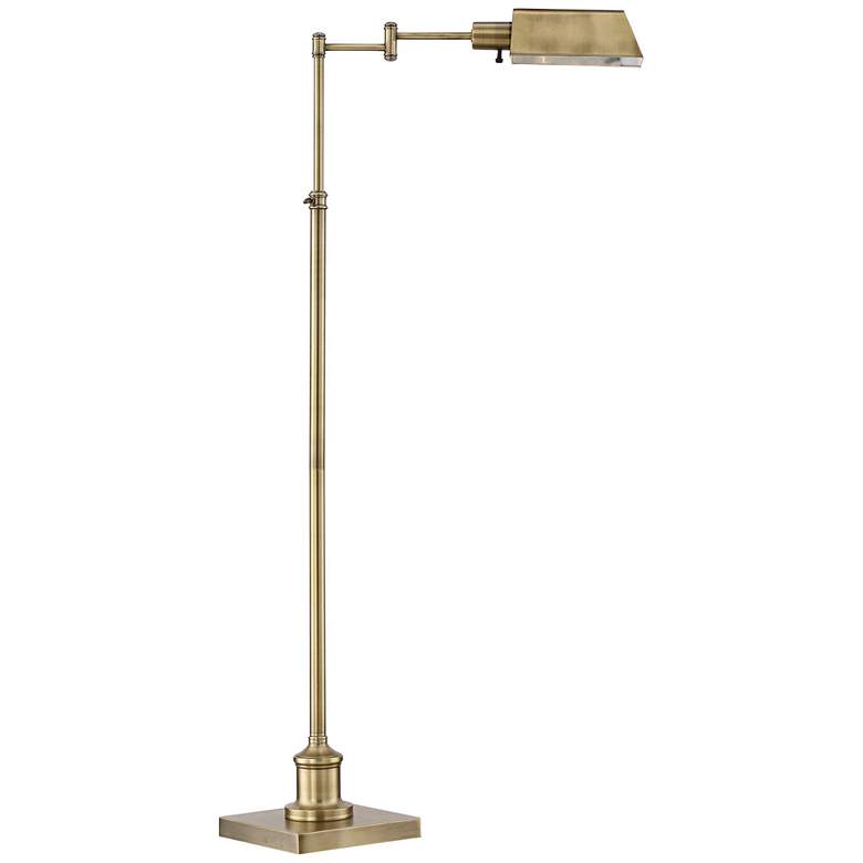 Regency Hill Jenson Adjustable Height Brass Swing Arm Pharmacy Floor Lamp