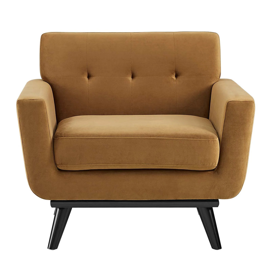 Gage Performance Velvet Armchair Cognac