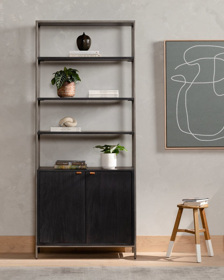 Trista Black Wide Bookcase