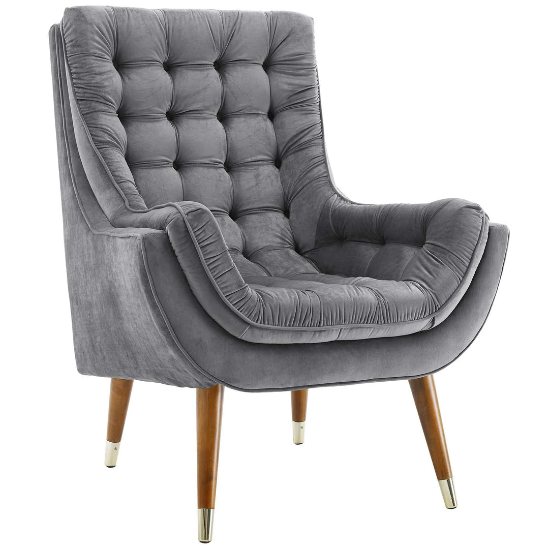 Sutton Velvet Lounge Chair Gray