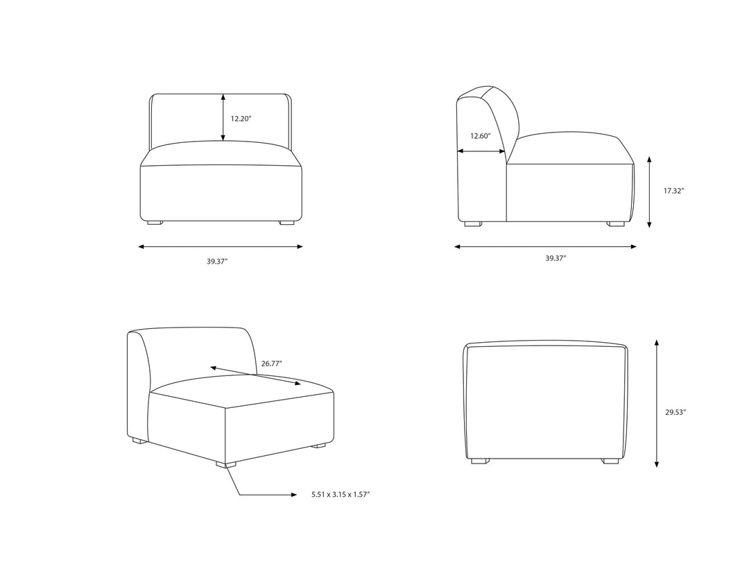 Dannie Modular Sofa Armless