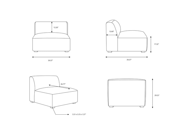 Dannie Modular Sofa Armless