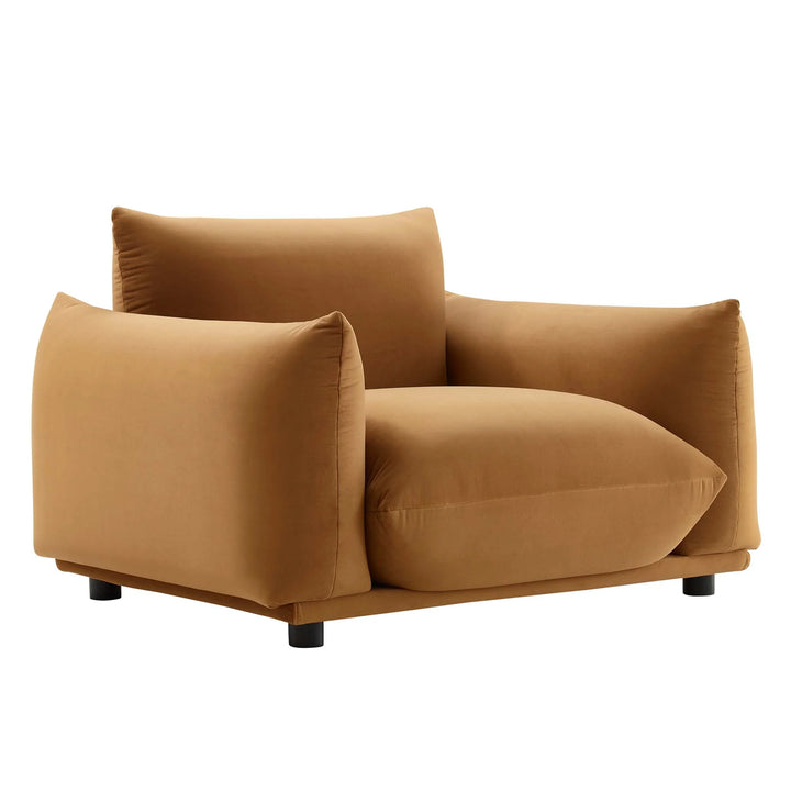 Corie Performance Velvet Armchair in Cognac