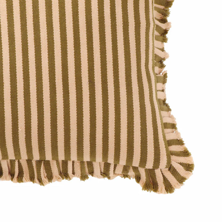 Arina Taupe Striped Ruffle Pillow - 20" x20"