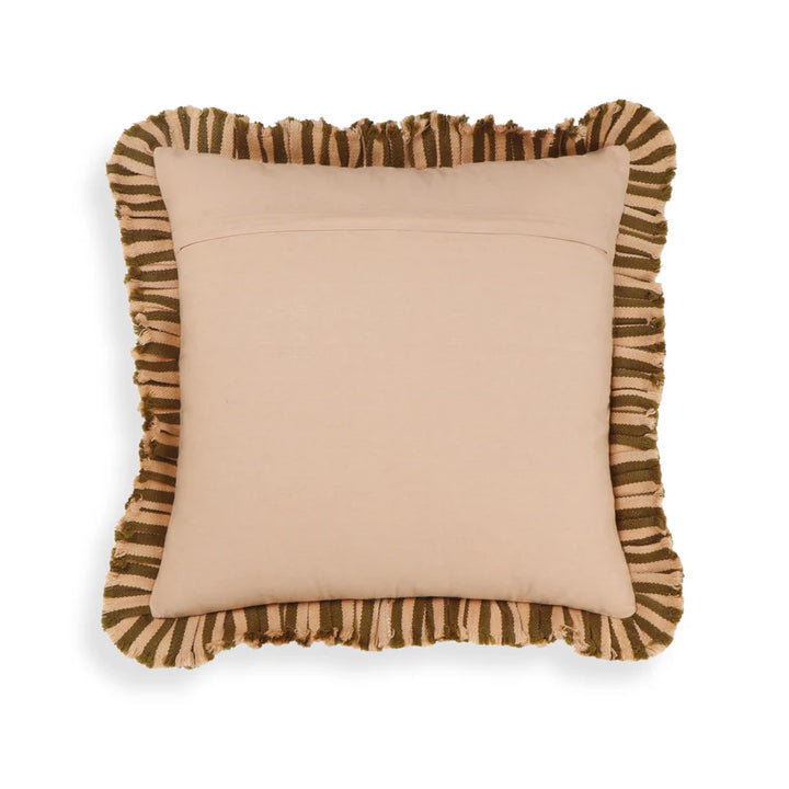 Arina Taupe Striped Ruffle Pillow - 20" x20"