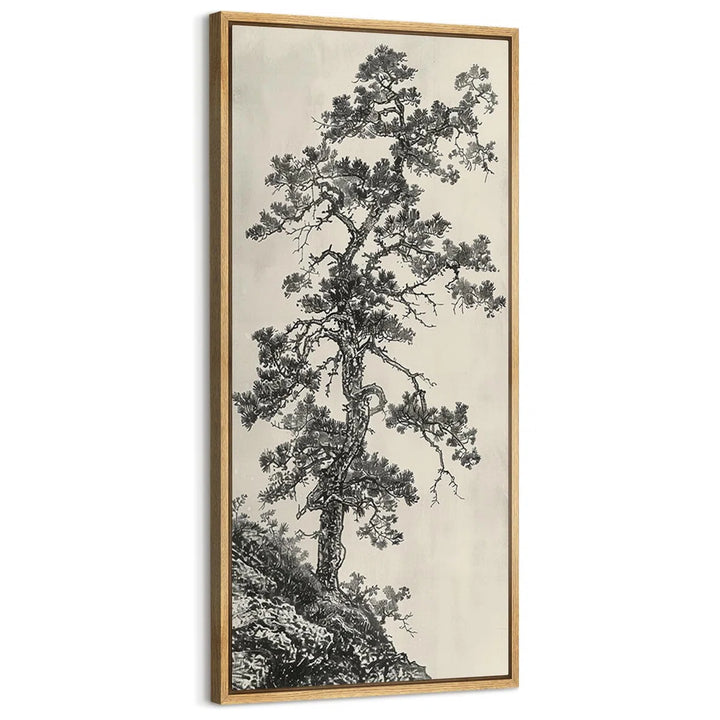Artistic Tree Drawing on Rocky Cliff Modern Art By wall26