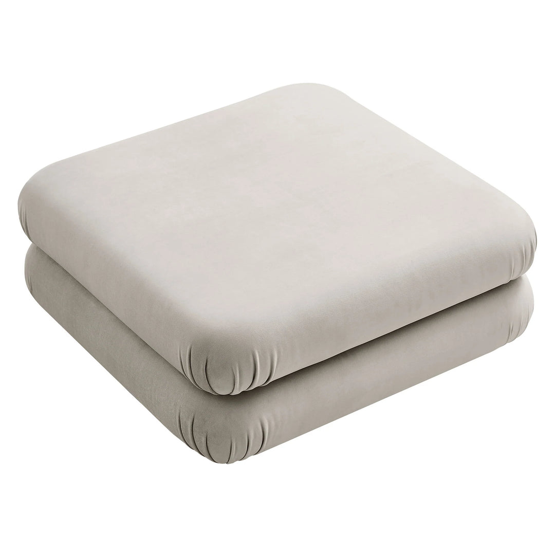 Billee Performance Velvet Ottoman - Almond