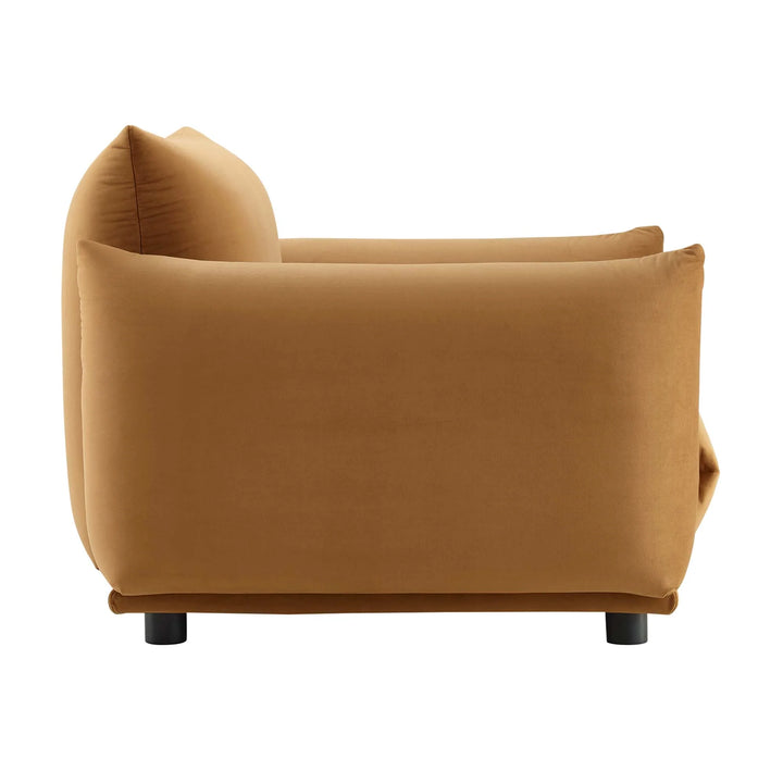 Corie Performance Velvet Armchair in Cognac