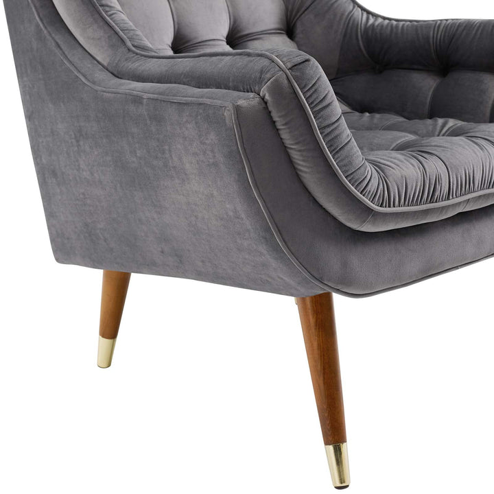 Sutton Velvet Lounge Chair Gray