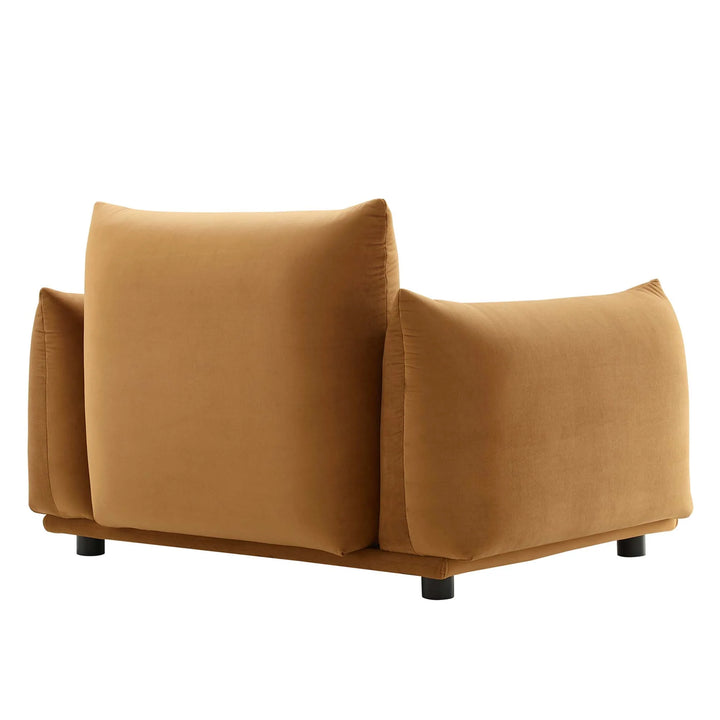 Corie Performance Velvet Armchair in Cognac