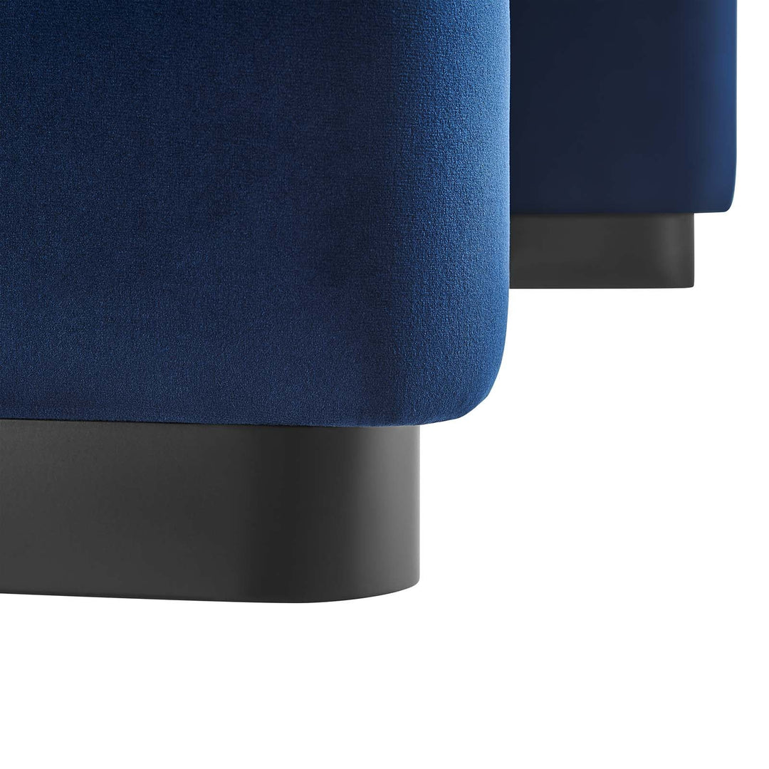 Dell Performance Velvet Waterfall Ottoman - Black Midnight Blue