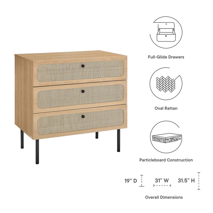 Charlotte 3-Drawer Chest in Oak