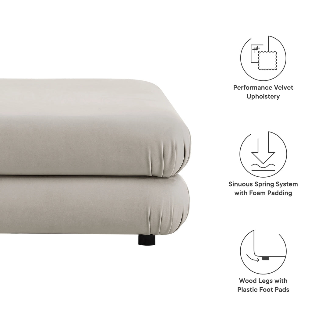 Billee Performance Velvet Ottoman - Almond