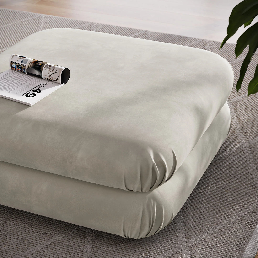 Billee Performance Velvet Ottoman - Almond