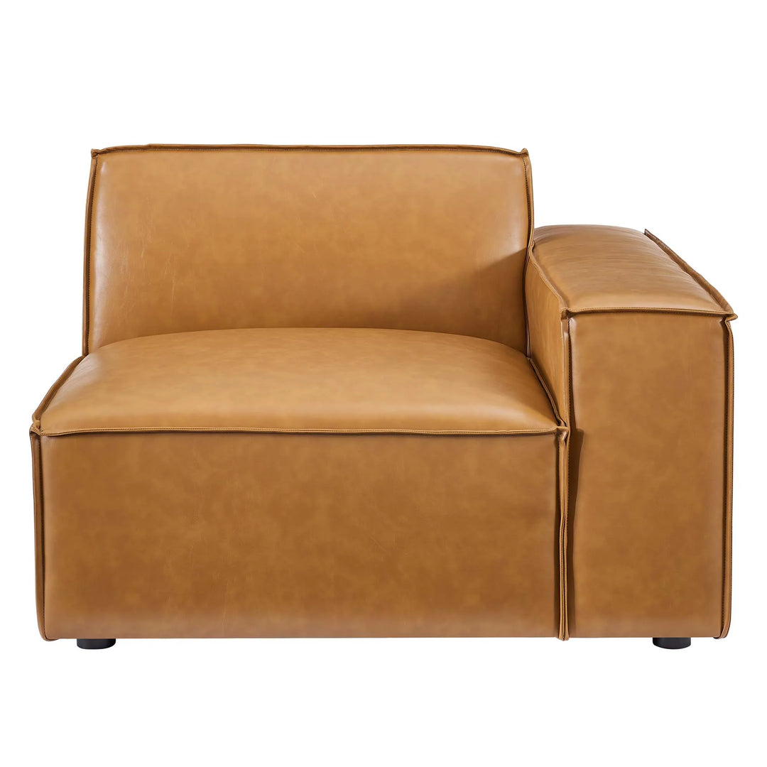 Tresser Right-Arm Vegan Leather Sectional Sofa Chair - Tan