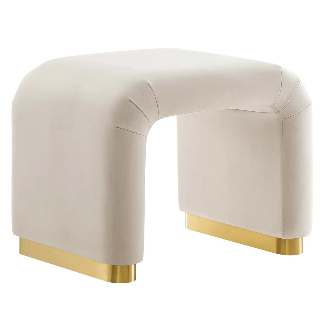 Dell Performance Velvet Waterfall Stool - Brass Almond