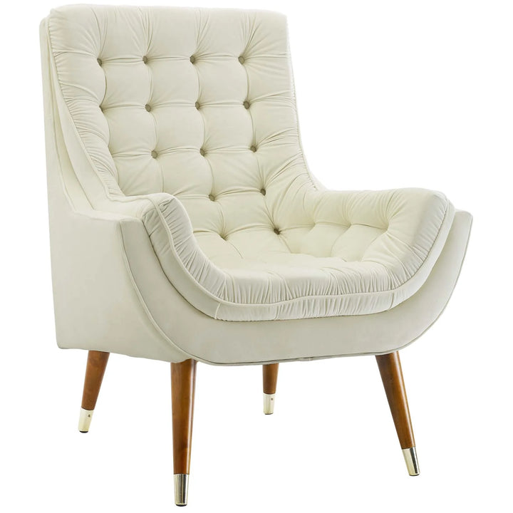 Sutton Velvet Lounge Chair Ivory