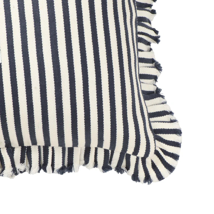 Arina Navy Striped Ruffle Pillow - 20" x 20"