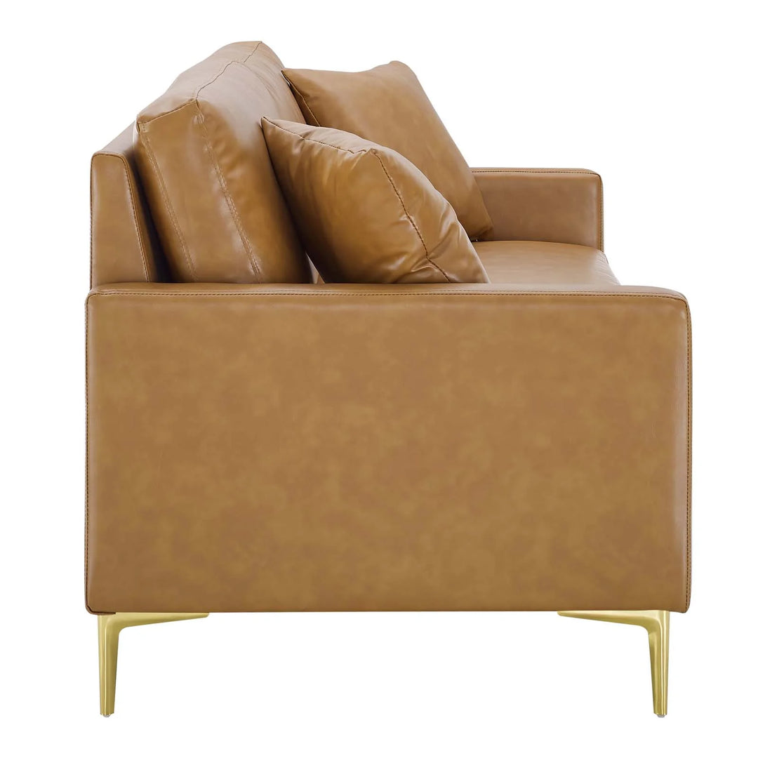 Liana Vegan Leather Sofa - Tan