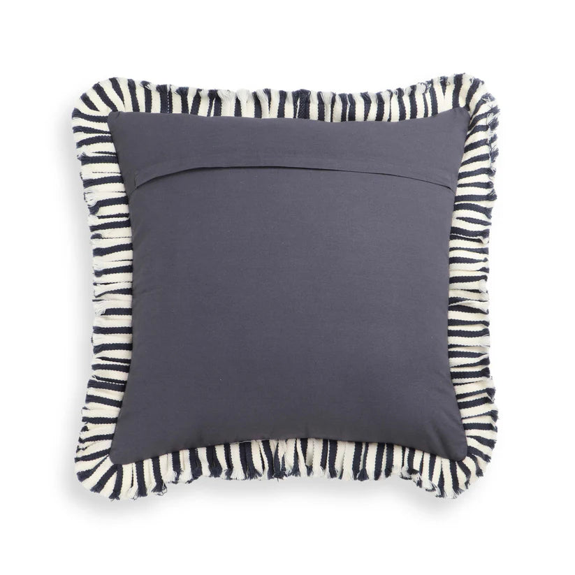 Arina Navy Striped Ruffle Pillow - 20" x 20"