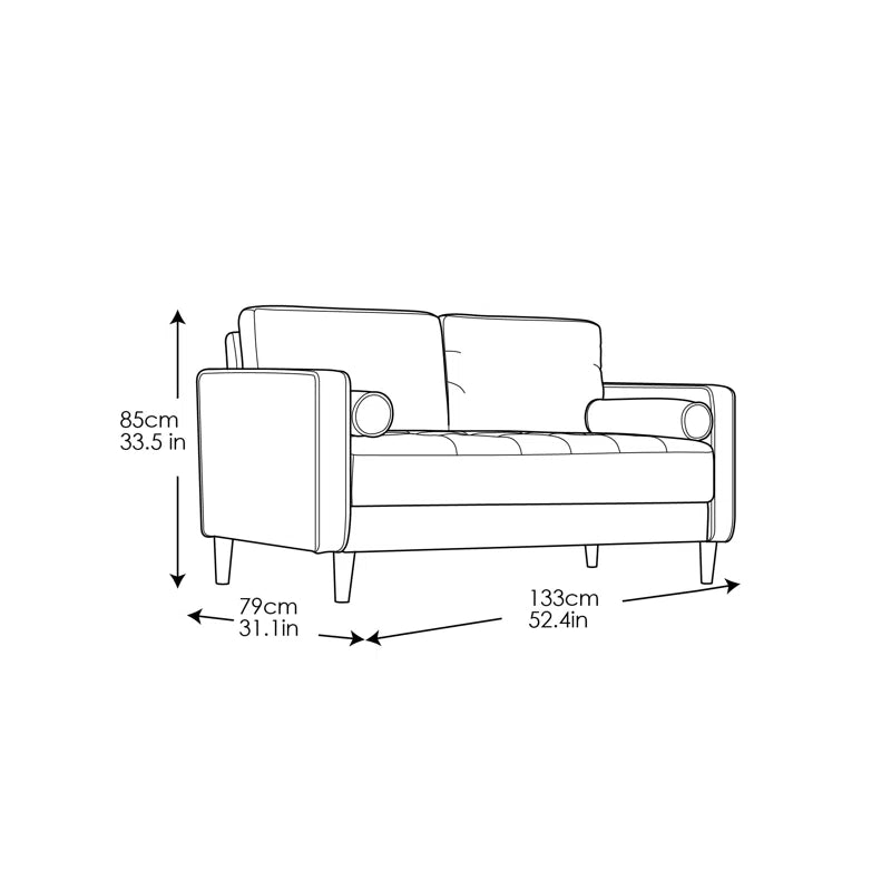 Garren 52.4" Square Arm Tufted Loveseat