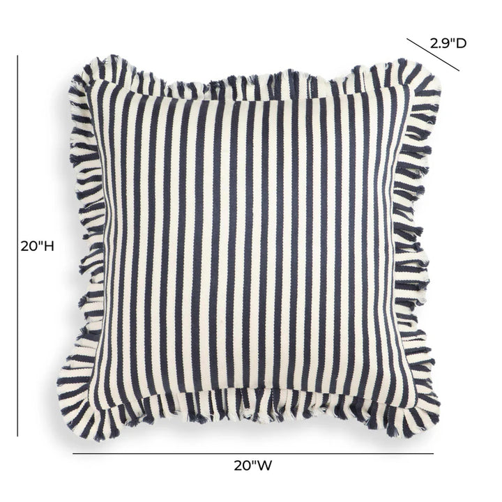 Arina Navy Striped Ruffle Pillow - 20" x 20"