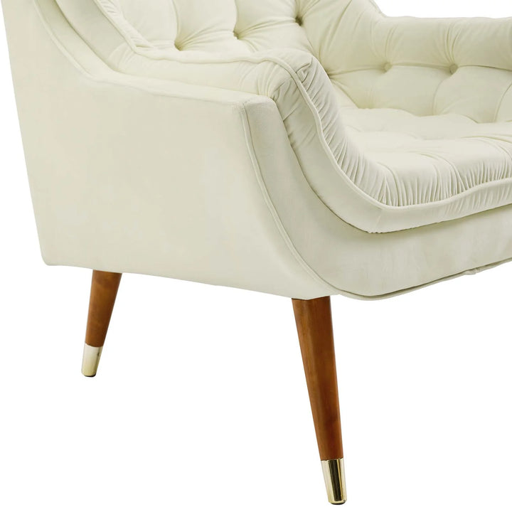 Sutton Velvet Lounge Chair Ivory